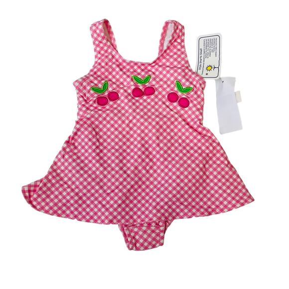 NWT Florence Eiseman 18M Gingham Swimsuit with Cherries - Picture 1 of 6